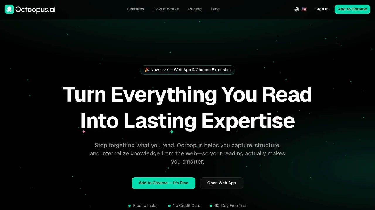 Octoopus product screenshot - 將網上閱讀轉化為長期知識,AI 筆記與重點標記工具