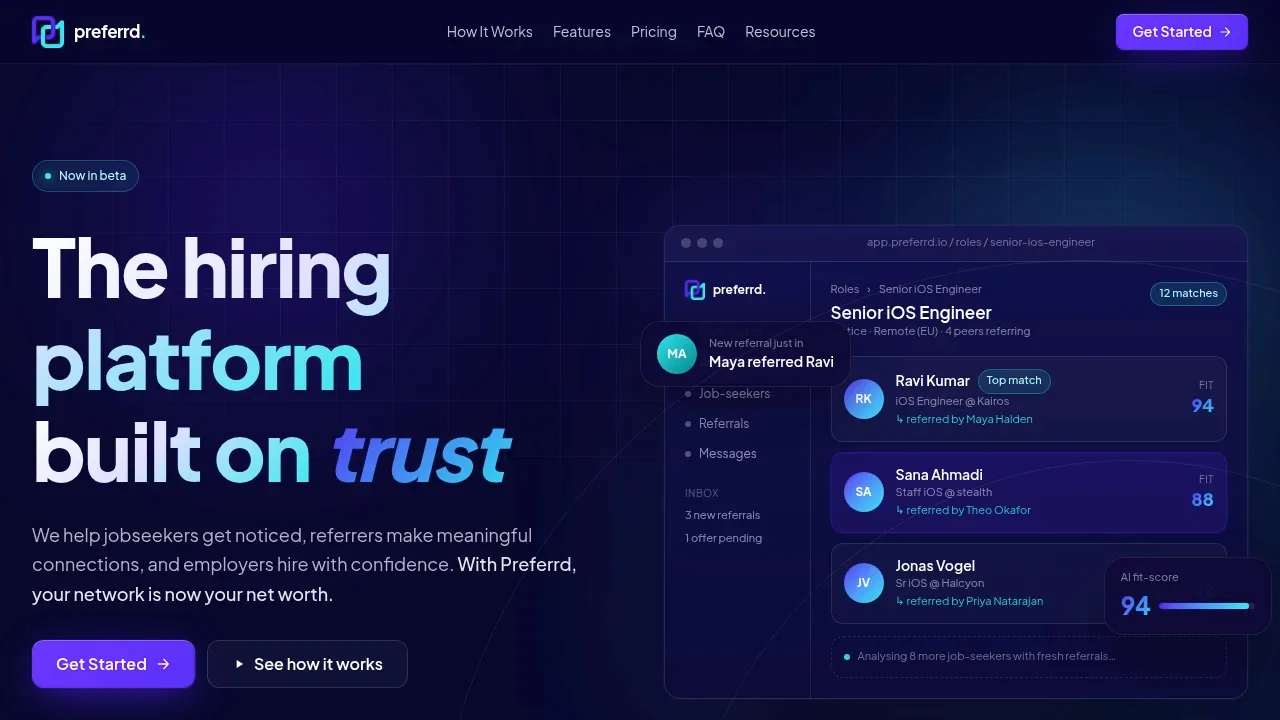 Preferrd product screenshot - 通过人脉推荐找工作、推荐人才赚奖金,企业快速聘用可信人选